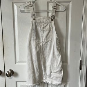 H&M White Denim Overall Mini Dress
